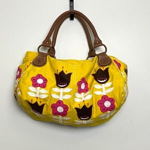 Nest brand HUGE canvas hobo with embroidery detail